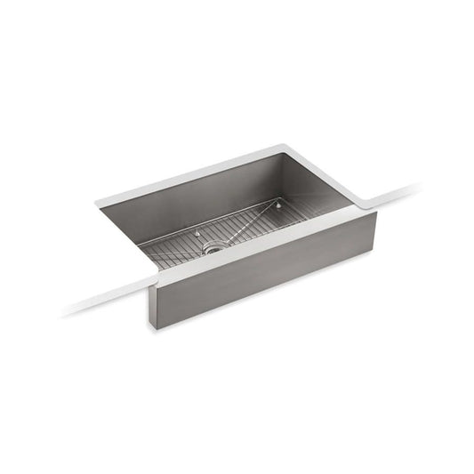 Vault™ Single Bowl Kitchen Sink, Under Mount, 35-1/2 x 21-1/4 in, 9 in Bowl Depth, 18 ga Satin Steel, Stainless