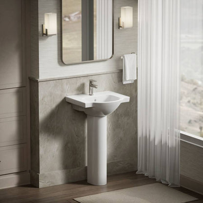 Veer 21" Pedestal Bathroom Sink with One Hole Drilled and Overflow