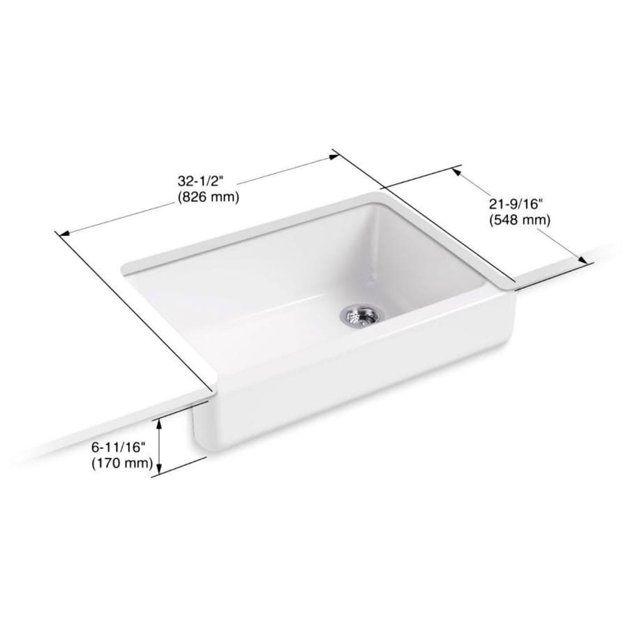 Whitehaven 32-1/2" Undermount Single Basin Cast Iron Kitchen Sink