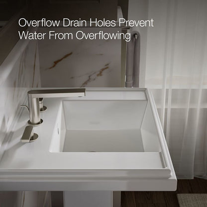 Tresham 14-1/4" Fireclay Pedestal Bathroom Sink with 3 Holes Drilled and Overflow