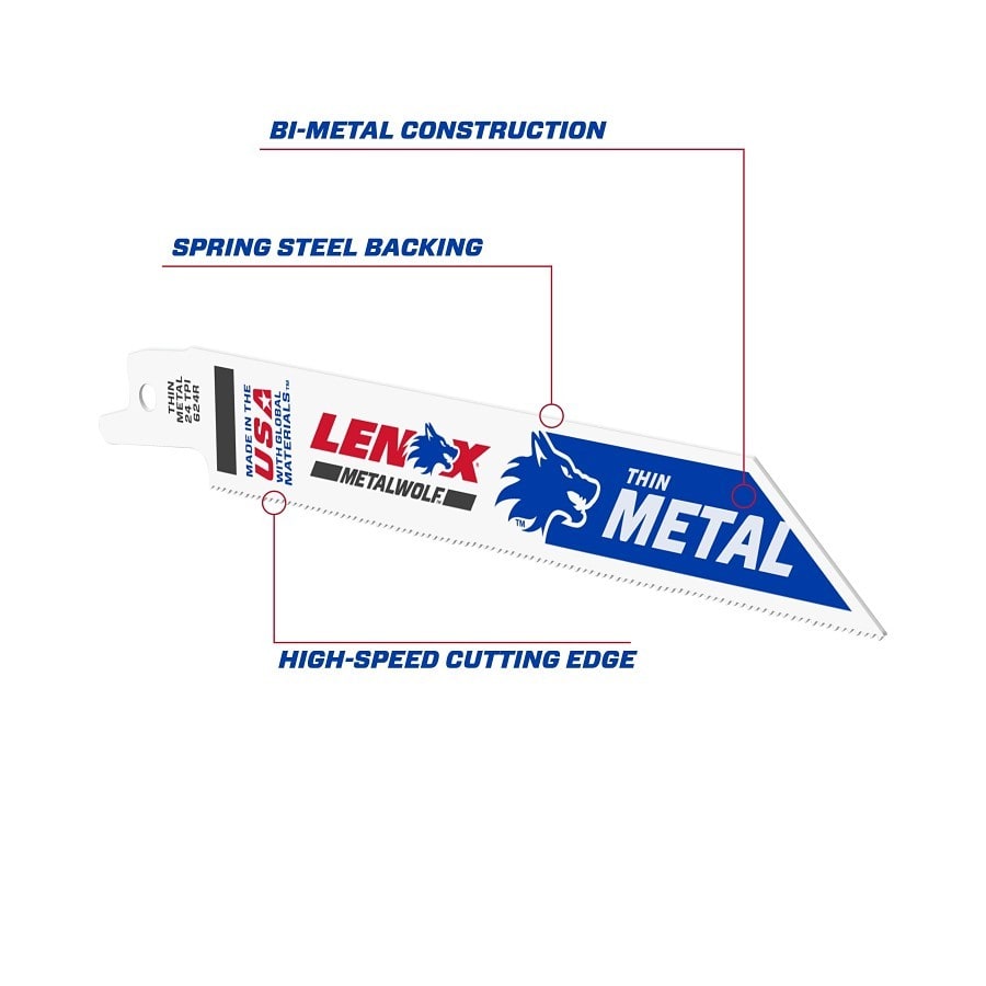 METALWOLF™ WAVE EDGE™ Bi-Metal Reciprocating Saw Blade, 4 in L, 14 tpi, 0.035 in THK, 5-Pack