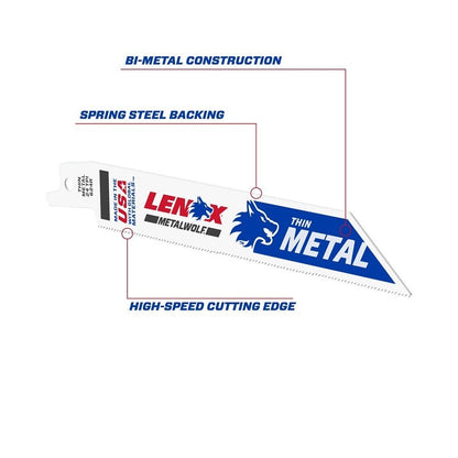 METALWOLF™ WAVE EDGE™ Bi-Metal Reciprocating Saw Blade, 4 in L, 14 tpi, 0.035 in THK, 5-Pack