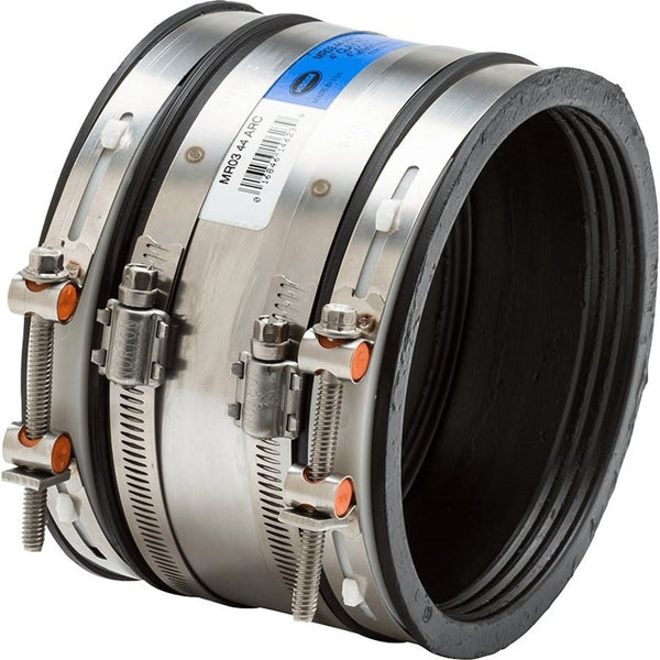 Shielded Transition Coupling, 4 in, Rubber/Stainless Steel