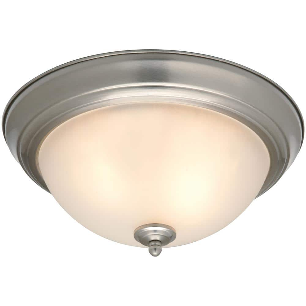 13 in. 2-Light Brushed Nickel Flush Mount (4-Pack)