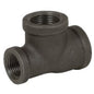 Tee, 1-1/2 x 1 x 3/4 in, FNPT, 150 lb, Malleable Iron, Black