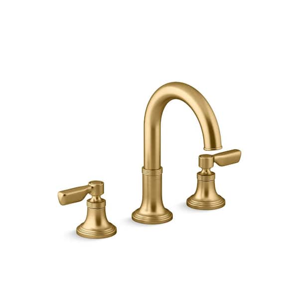 KOHLER Paces 8 in. Widespread Double Handle Bathroom Faucet with Lever Handles in Vibrant Brushed Moderne Brass R34524-4D-2MB