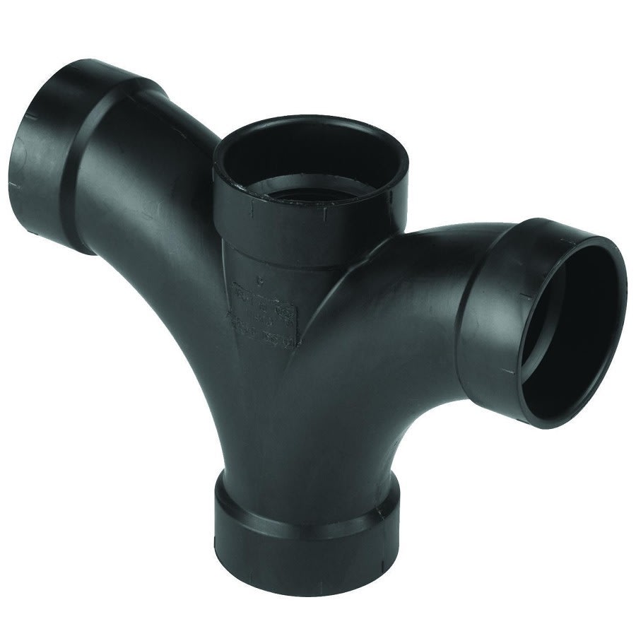 DWV Double Fixture Fitting, 2 x 1-1/2 x 1-1/2 x 1-1/2 in, Hub, ABS