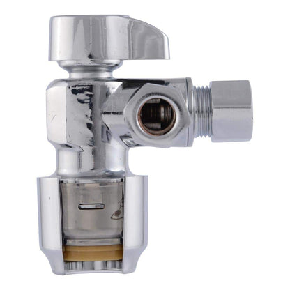 Max 1/2 in. Push-to-Connect x 3/8 in. O.D. Compression x 3/8 in. O.D. Compression Quarter-Turn Angle Dual Stop Valve