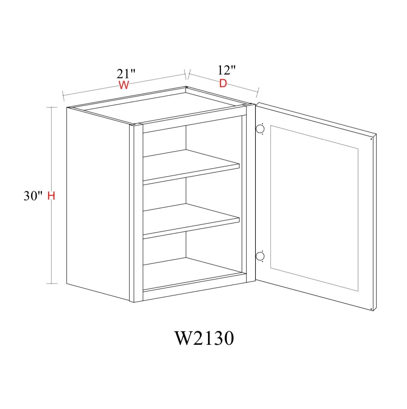 Wall Cabinet - 21"W x 30"H x 12"D