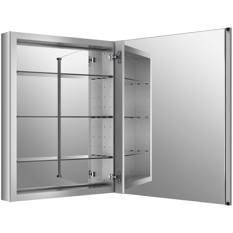 Verdera 30" x 24" Single Door Frameless Medicine Cabinet with Triple Mirror Design and Two-Way Adjustable Hinges