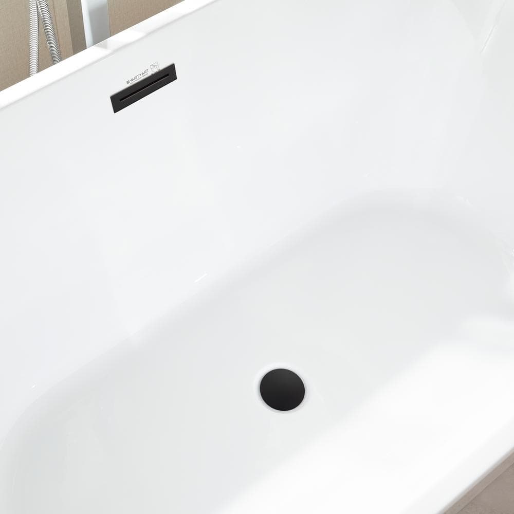 Bordeaux 54 in. Acrylic Flatbottom Freestanding Bathtub in White/Matte Black