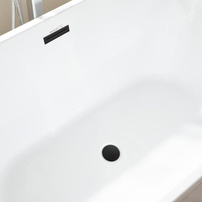 Bordeaux 54 in. Acrylic Flatbottom Freestanding Bathtub in White/Matte Black