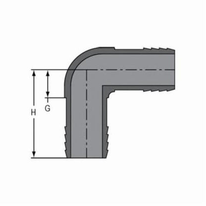 90 deg Elbow, 1/2 in, Insert, SCH 40/STD, PVC