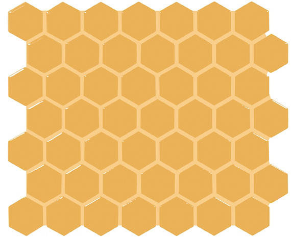 Color Wheel Mosaic Mustard Herringbone 1X3 Glossy