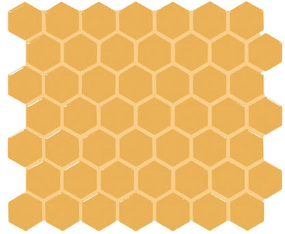 Color Wheel Mosaic Mustard Herringbone 1X3 Glossy