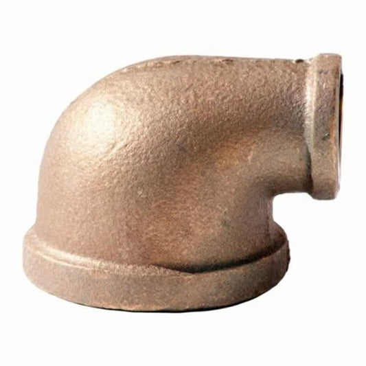 90 deg Elbow, 3/4 x 1/2 in, FNPT, Lead Free Brass, Rough Brass, Domestic