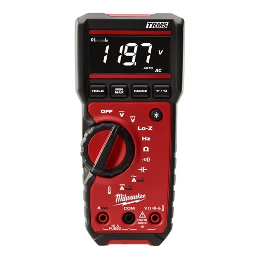 Digital Multimeter, 600 VDC/VAC, 10 A, 40 MOhm, 600 VAC/VDC, 10 A, 40 MOhm, High Contrast White on Black Display