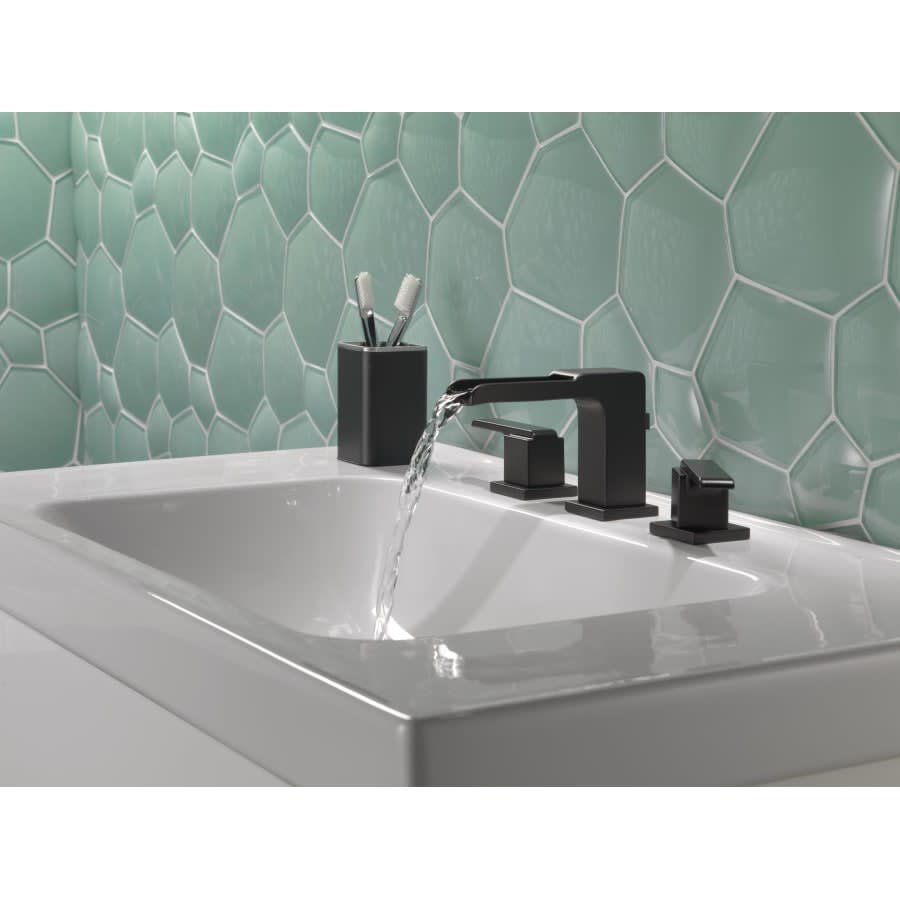 Ara 1.2 GPM Widespread Waterfall Bathroom Faucet - Includes Metal Pop-Up Drain Assembly