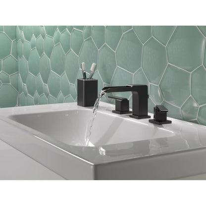 Ara 1.2 GPM Widespread Waterfall Bathroom Faucet - Includes Metal Pop-Up Drain Assembly