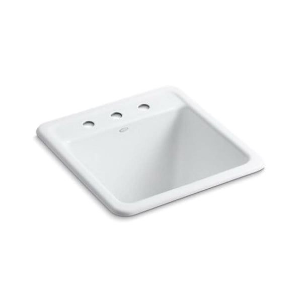 Park Falls™ Utility Sink, 1 Basin, Top/Under Mount, 3-Hole, Cast Iron, White