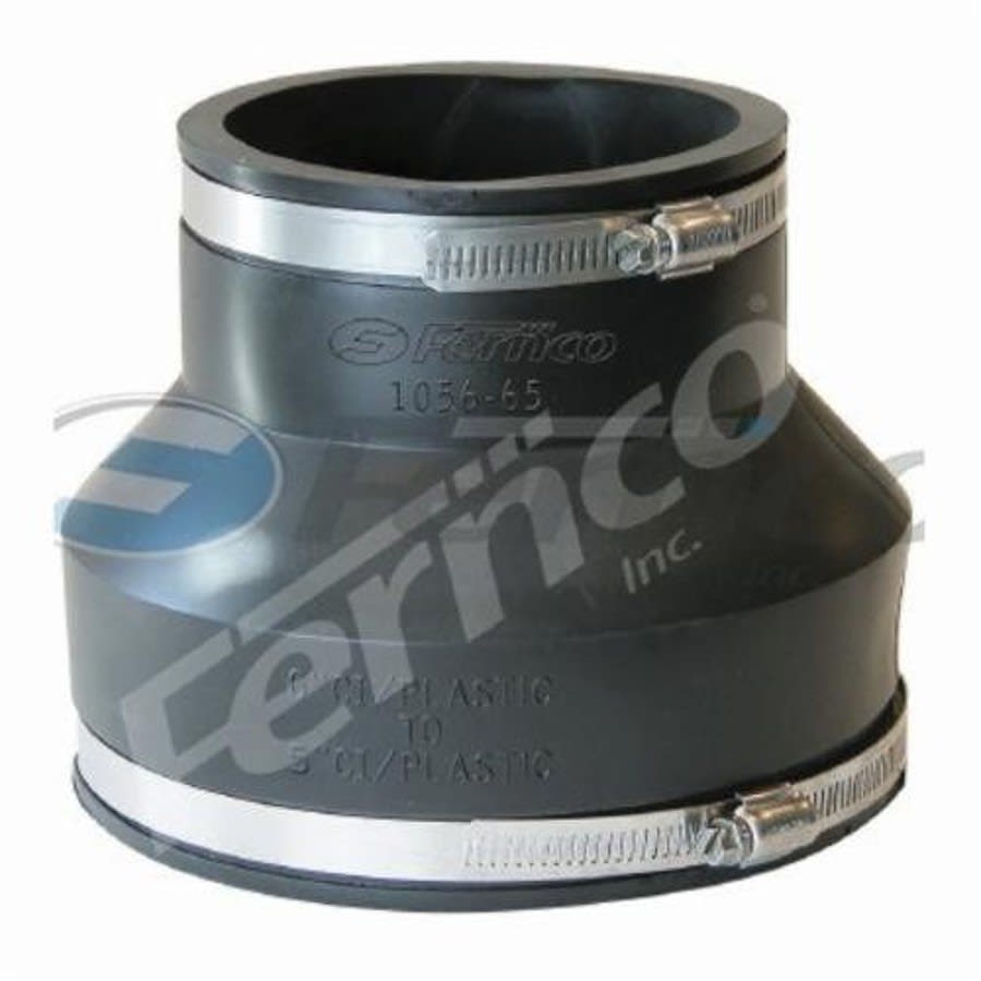 Transition Coupling, 6 x 5 in, Cast Iron/Plastic x Cast Iron/Plastic, Flexible PVC