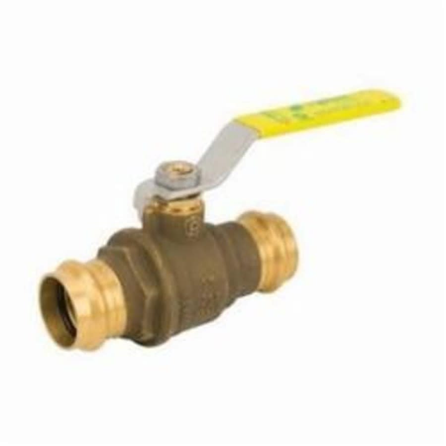 2-Piece Ball Valve, 1-1/2 in, Press, Full Port, Brass Ball, Brass