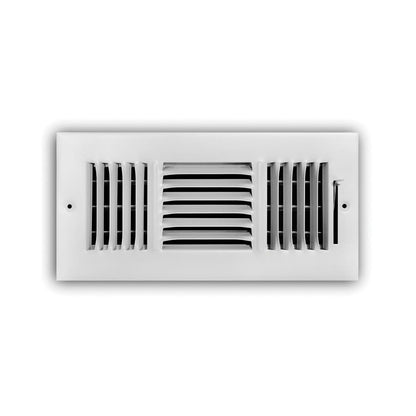 3-Way Down Face Supply Register, 8 x 8 in, 1/2 in Spacing, Multi Shutter Damper, Steel, White