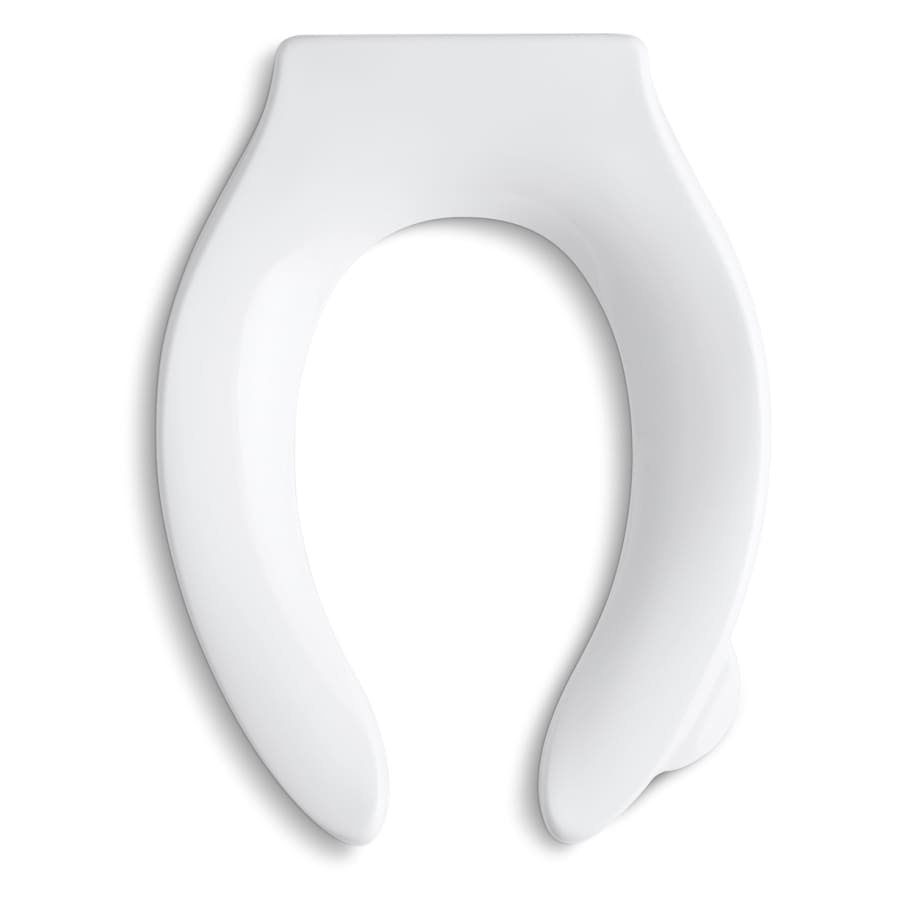 Stronghold Elongated Open-Front Toilet Seat with Integrated Handle and Check Hinge