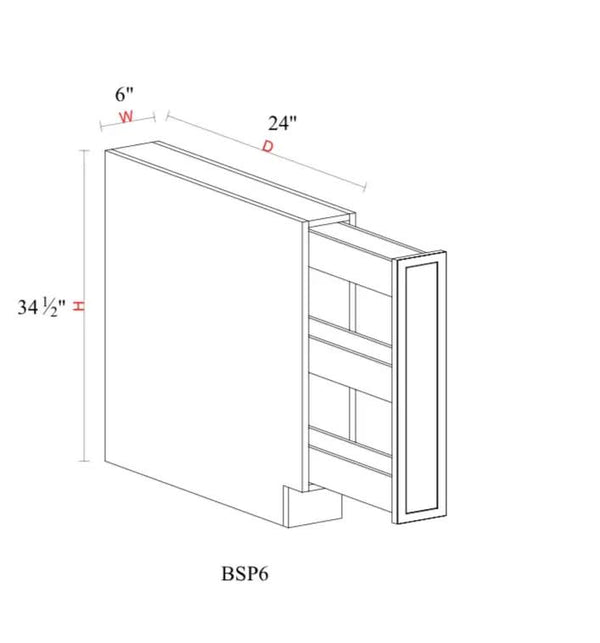 Spice Pull Base Cabinet - 6"W x 34- 1/2"H x 24"D