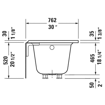 Architec Alcove Tub, 60 x 30 x 20-1/2 in, Right Hand Drain, White