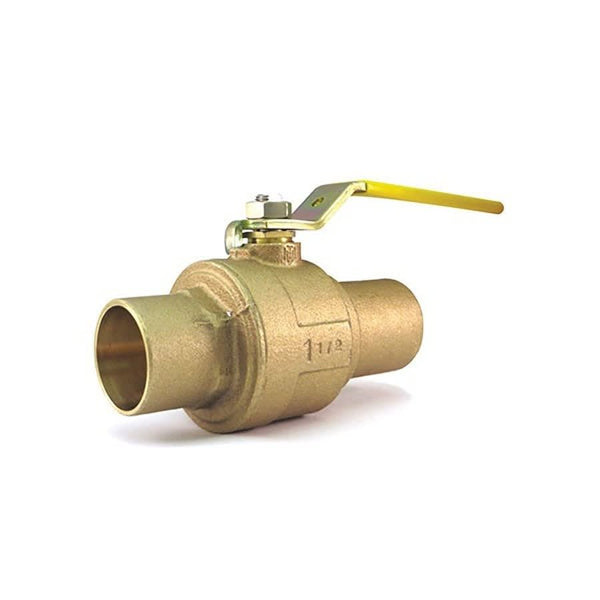 2-Piece Ball Valve, 1-1/2 in, C, Full Port, Plated Brass Ball, Bronze