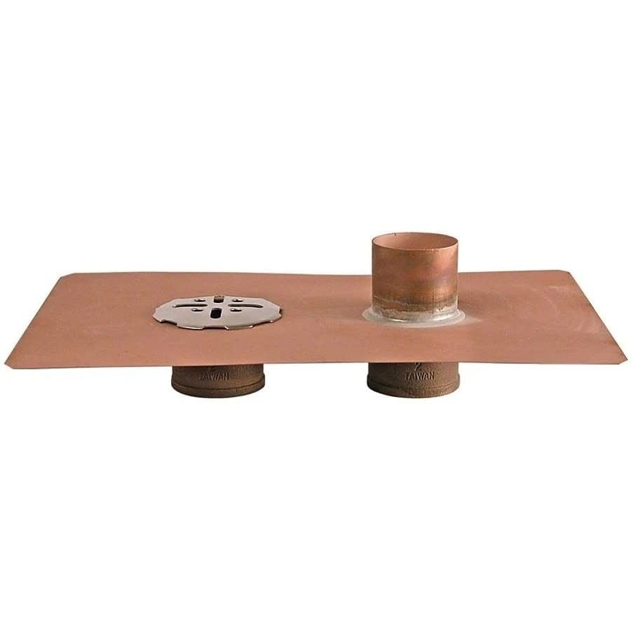 Floor Drain, 2 in Outlet, No Hub, 3-1/4 in Round Stainless Steel Top