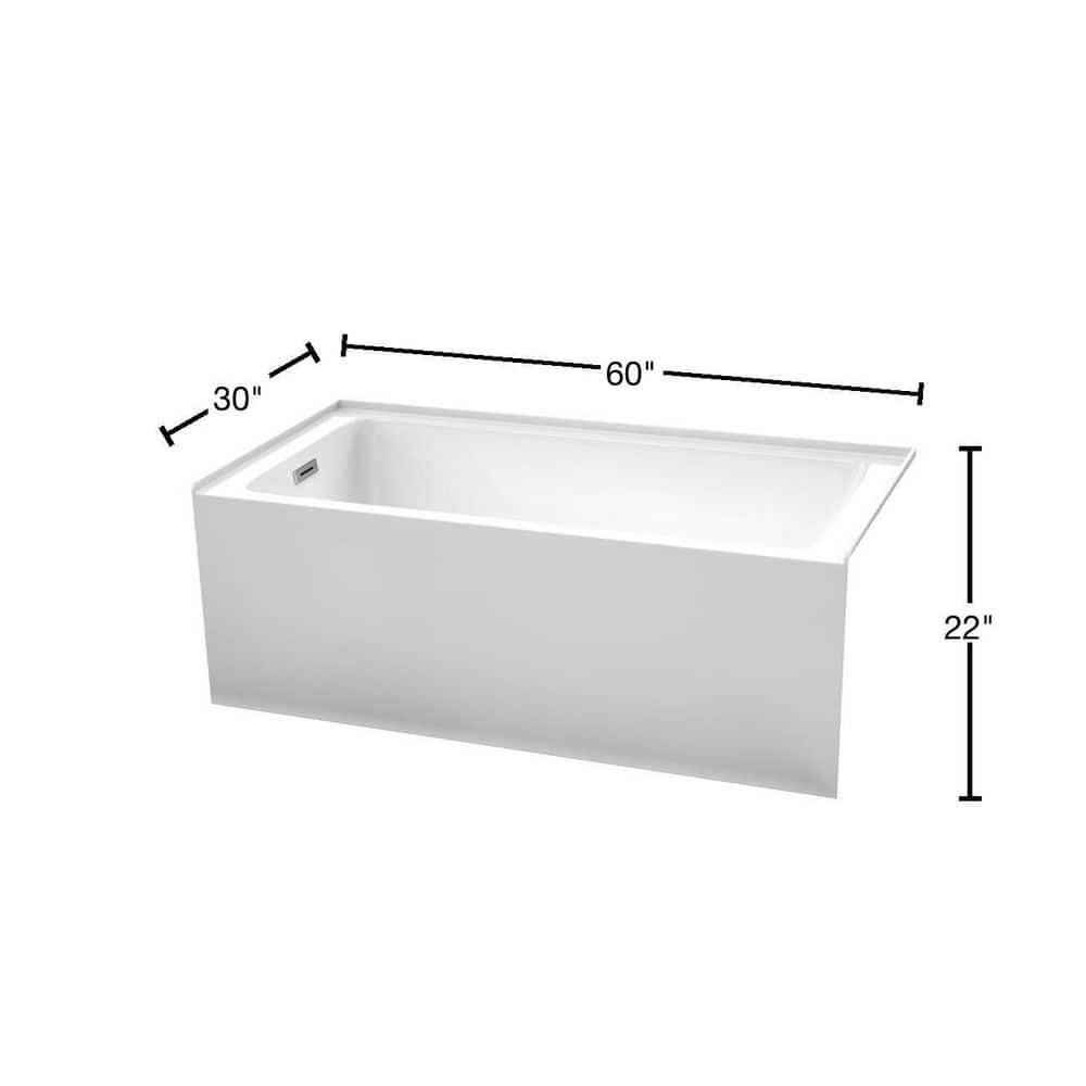 Grayley 60 in. L x 30 in. W Acrylic Left Hand Drain Rectangular Alcove Bathtub in White with Chrome Trim