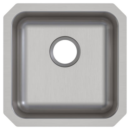 Lustertone™ Classic Single Bowl Kitchen Sink, Under Mount, ADA, 16-1/2 x 16-1/2 in, 5-3/8 in Bowl Depth, 18 ga Lustrous Satin Steel, Stainless