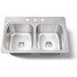 Verse 33" Double Basin Drop In Stainless Steel Kitchen Sink With Three Faucet Holes