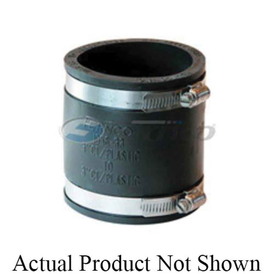 Transition Coupling, 3 in, Cast Iron/Plastic x Cast Iron/Plastic, Flexible PVC