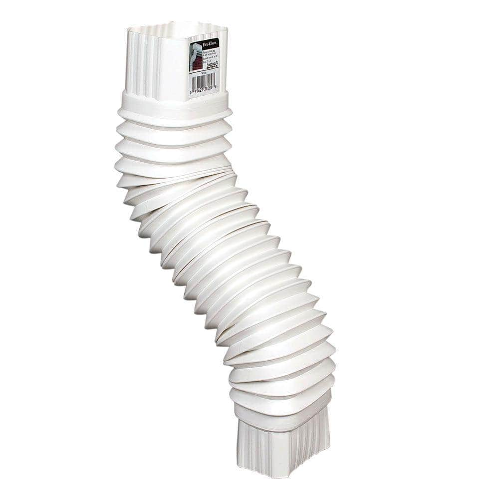 Flex-Elbow 2 in. x 3 in. White Vinyl Downspout Elbow