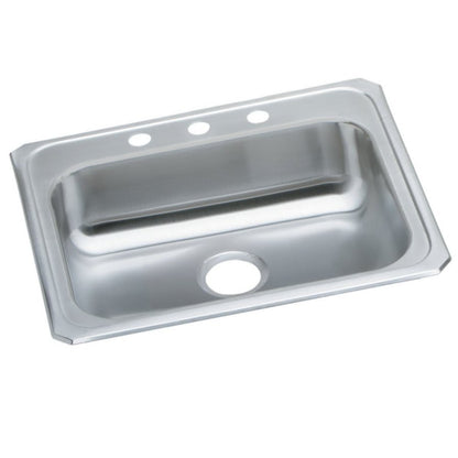 Celebrity Single Bowl Kitchen Sink, Top Mount, ADA, 25 x 21-1/4 in, 5-1/4 in Bowl Depth, 1-Hole, 20 ga Brushed Satin Steel, Stainless