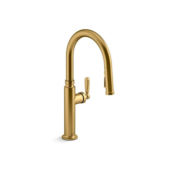 Edalyn™ by Studio McGee Kitchen Faucet, Deck Mount, 1 Lever Handle, 1-Hole, Vibrant Brushed Moderne Brass