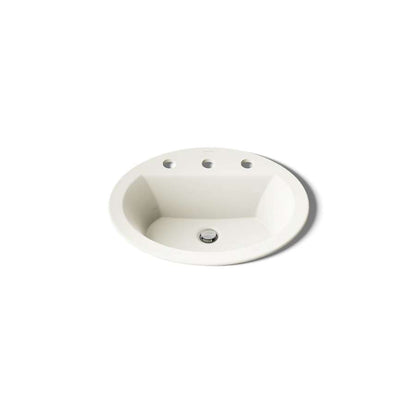 Bryant 20-1/8" Oval Vitreous China Drop In Bathroom Sink with Overflow and 3 Faucets Holes at 8" Centers