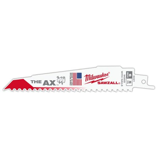 SAWZALL® The Ax™ Demolition Reciprocating Saw Blade, 6 in L, 5 tpi, 0.062 in THK, 25-Pack