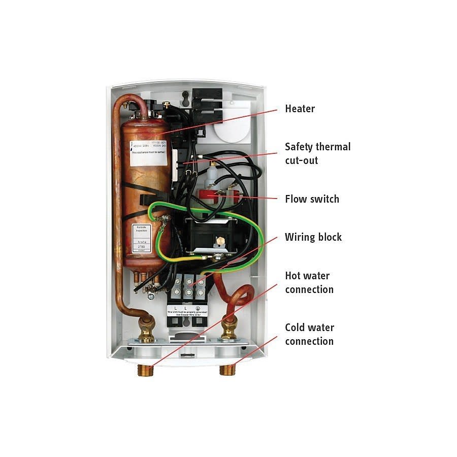 DHC Single Sink Point-of-Use Electric Tankless Water Heater, 120 VAC, 3 kW, 1 ph, 1/2 in, MNPT Water, 25 A, Commercial