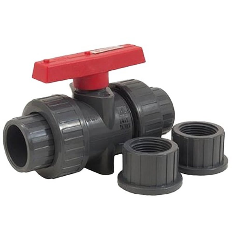 1-Piece Ball Valve, 1/2 in, Union FNPT or Socket, Full Port, PVC Ball, PVC