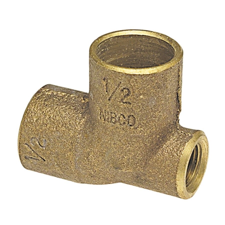 Tee, 3/4 x 1/2 x 3/4 in, C x FNPT x C, Copper