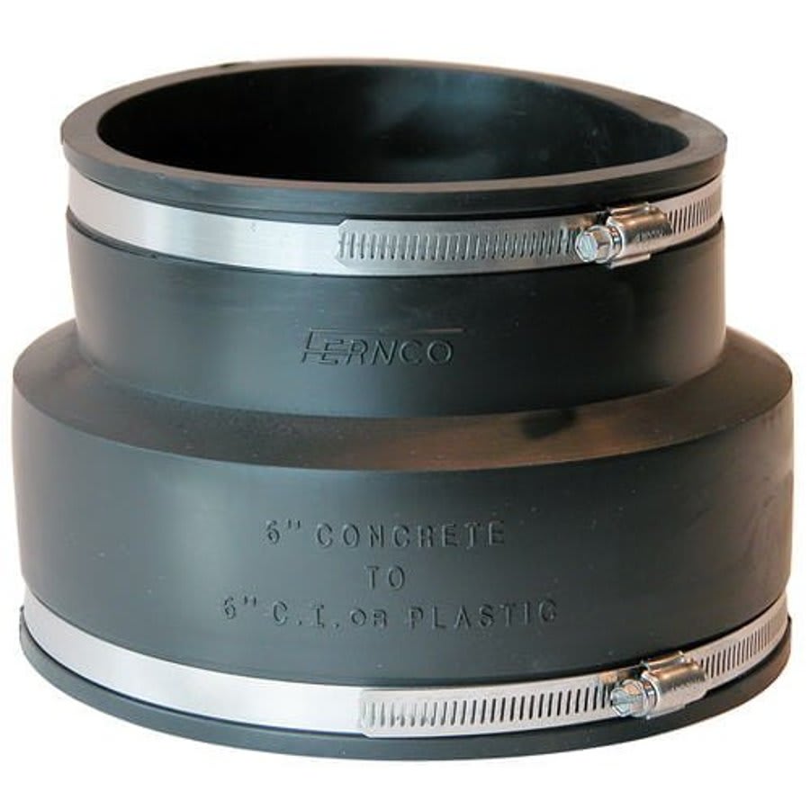 Transition Coupling, 6 in, Concrete x Plastic/Cast Iron, Flexible PVC