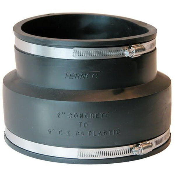 Transition Coupling, 6 in, Concrete x Plastic/Cast Iron, Flexible PVC
