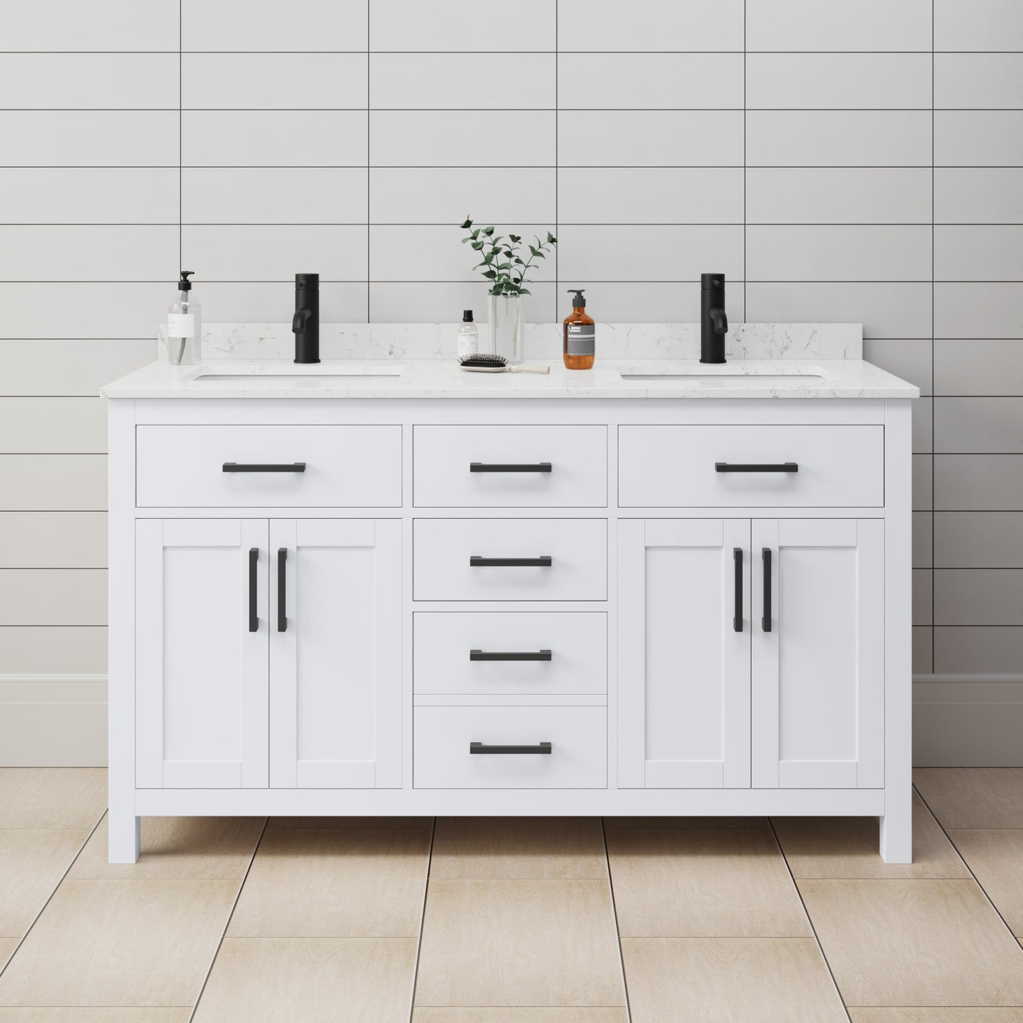 Beckett Double Bathroom Vanity - 60W x 35H x 22D