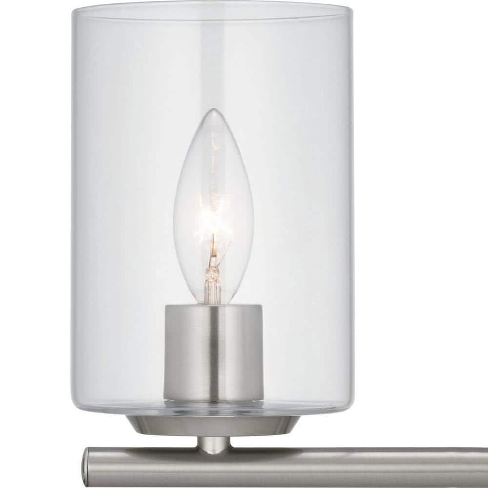 Champlain 22.375 in. 3-Light Brushed Nickel Modern Bathroom Vanity Light with Clear Glass Shades