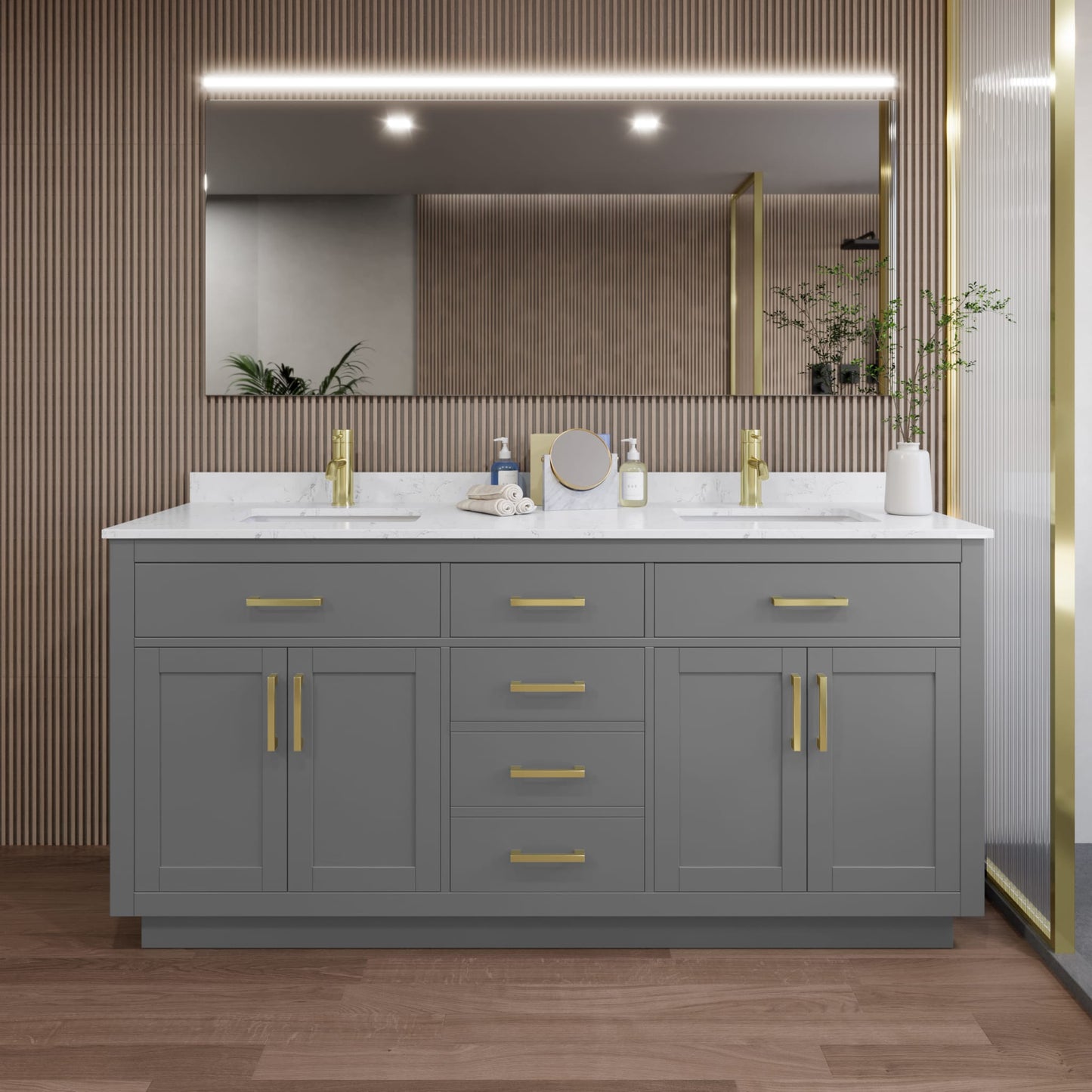 Beckett Double Bathroom Vanity with Toe Kick - 72W x 35H x 22D