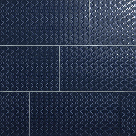 Luminique Navy Rectangle, Fluted 12X24 Glossy
